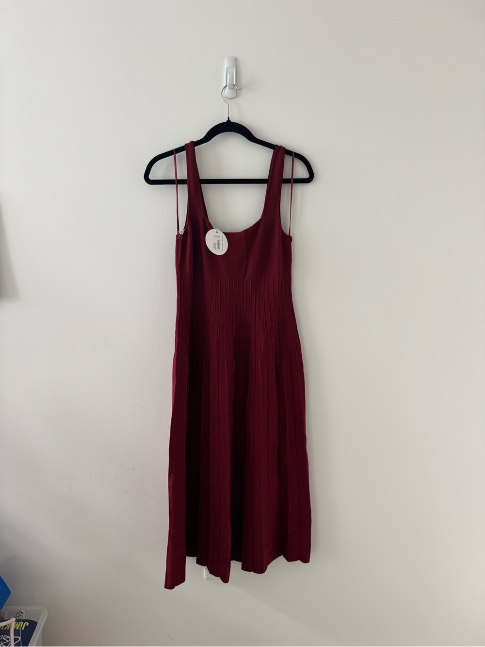 STAUD Ellison NWT Pleated Midi Dress in Burgundy - Picture 4 of 7